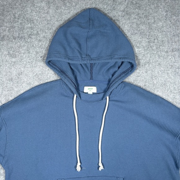 Aerie pullover Hoodie Womens Medium Blue Waffle Knit Oversized Casual Loungewear - Picture 8 of 14